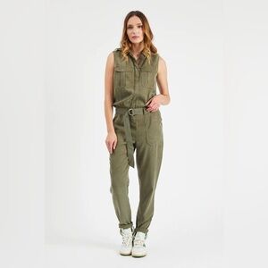ETIENNE Marcel Green Army Cargo Sleeveless Jumpsuit EM5004 NWT X Small MSRP $252